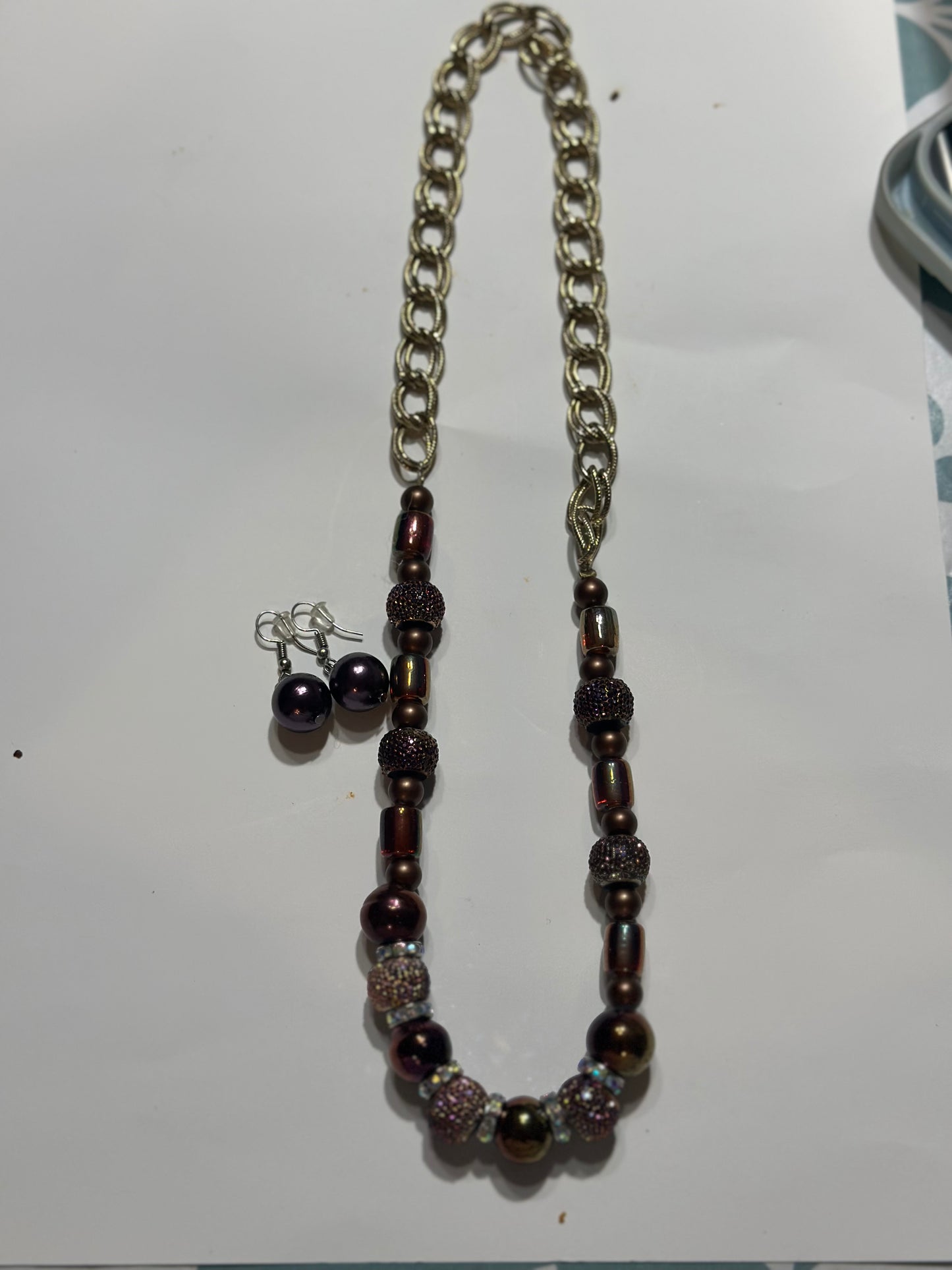 24” BROWN ASSORTED BEAD 2PC NECKLACE SET