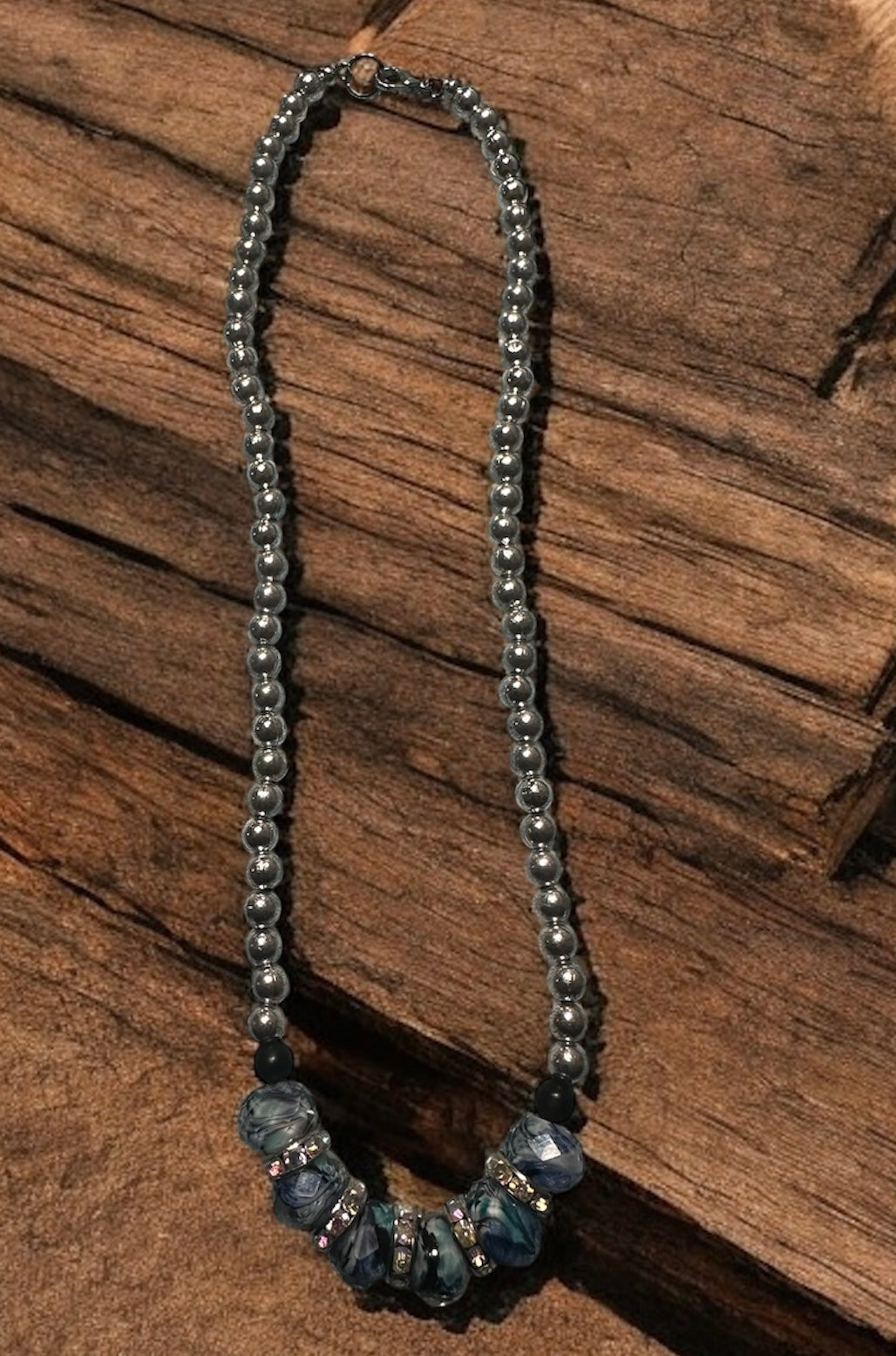 2PC SILVER BEAD NECKLESS SET