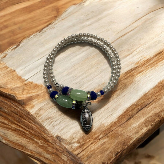 2PC GLASS PEARL BEAD BRACELET SET