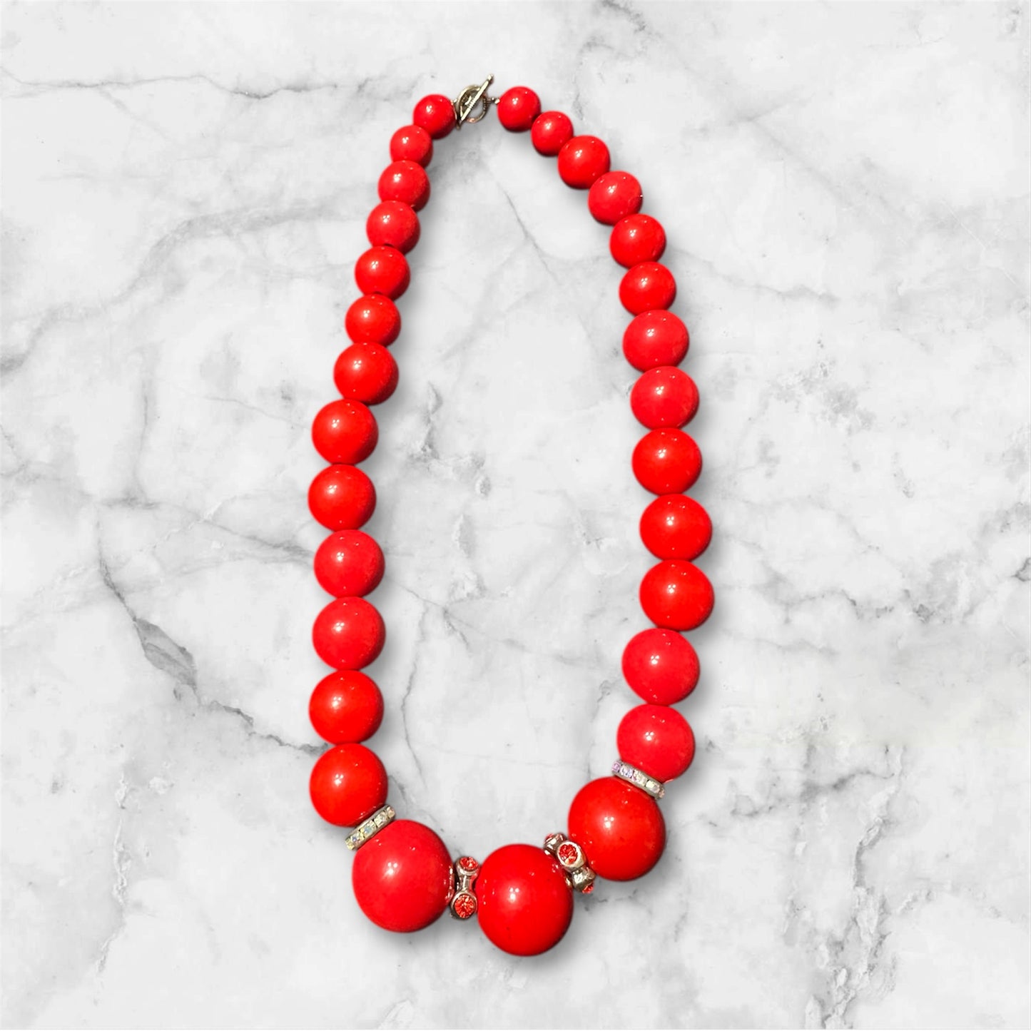 RED BEADED NECKLESS SET