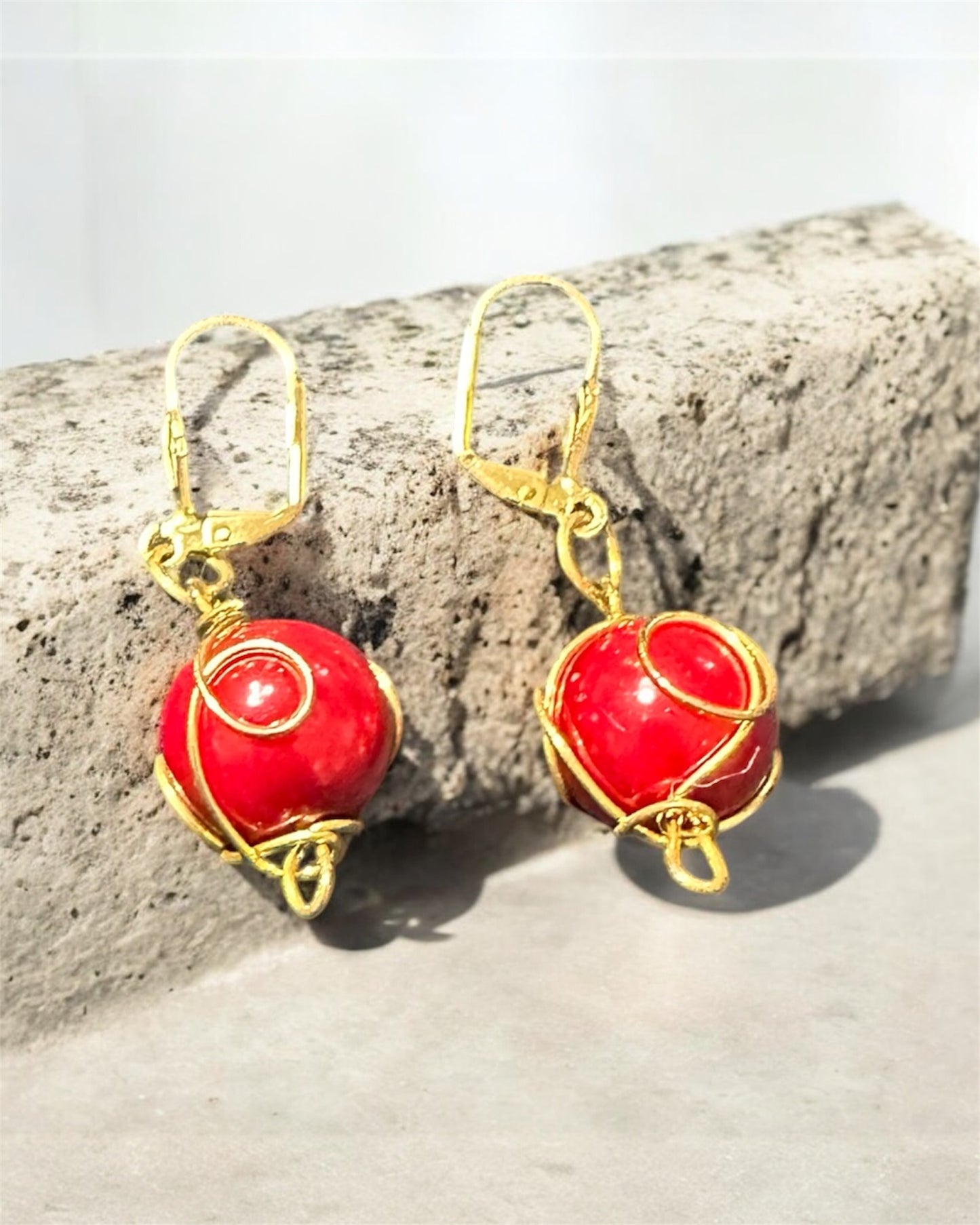 RED GLASS BEAD CHOKER SET