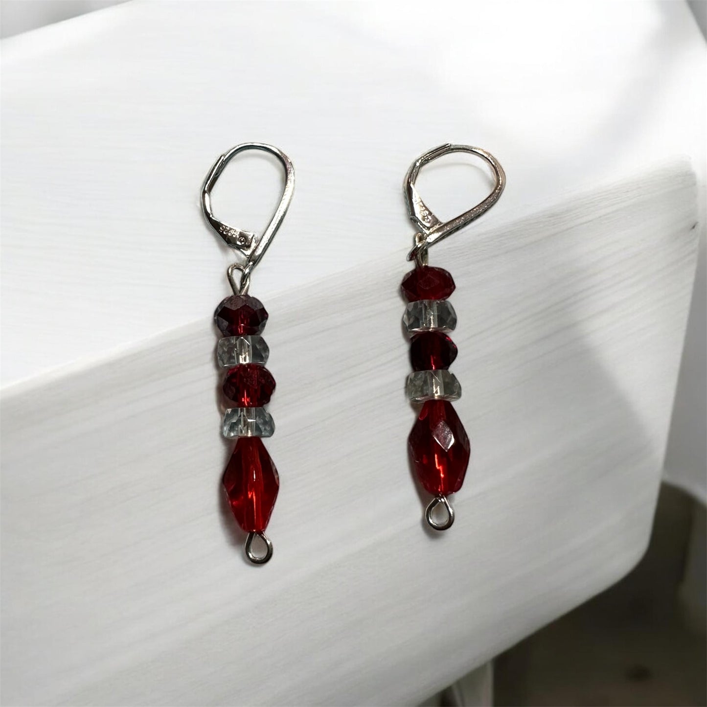 2PC RED & CLEAR CRYSTAL BEAD SET