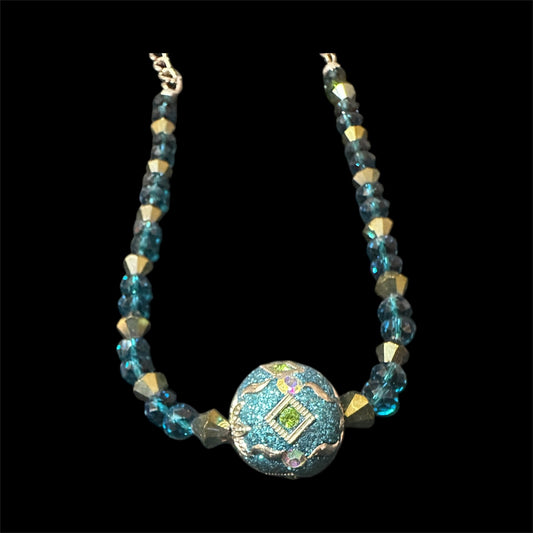 GLASS BEAD AND CHAIN NECKLACE