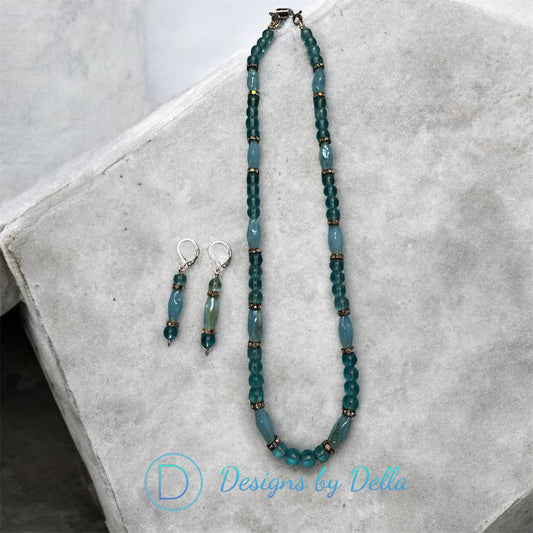 2PC TURQUOISE BLUE NECKLESS SET