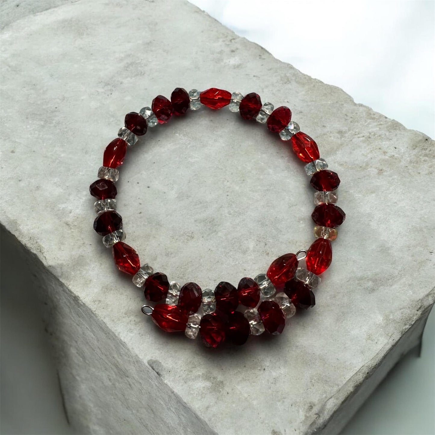 2PC RED & CLEAR CRYSTAL BEAD SET