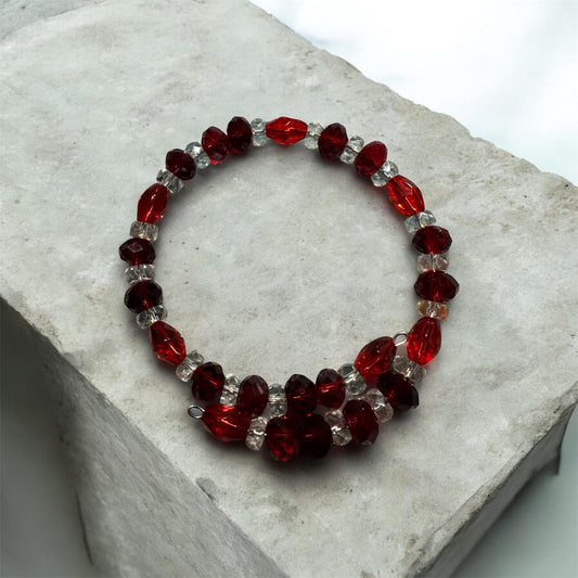 2PC RED & CLEAR CRYSTAL BEAD SET