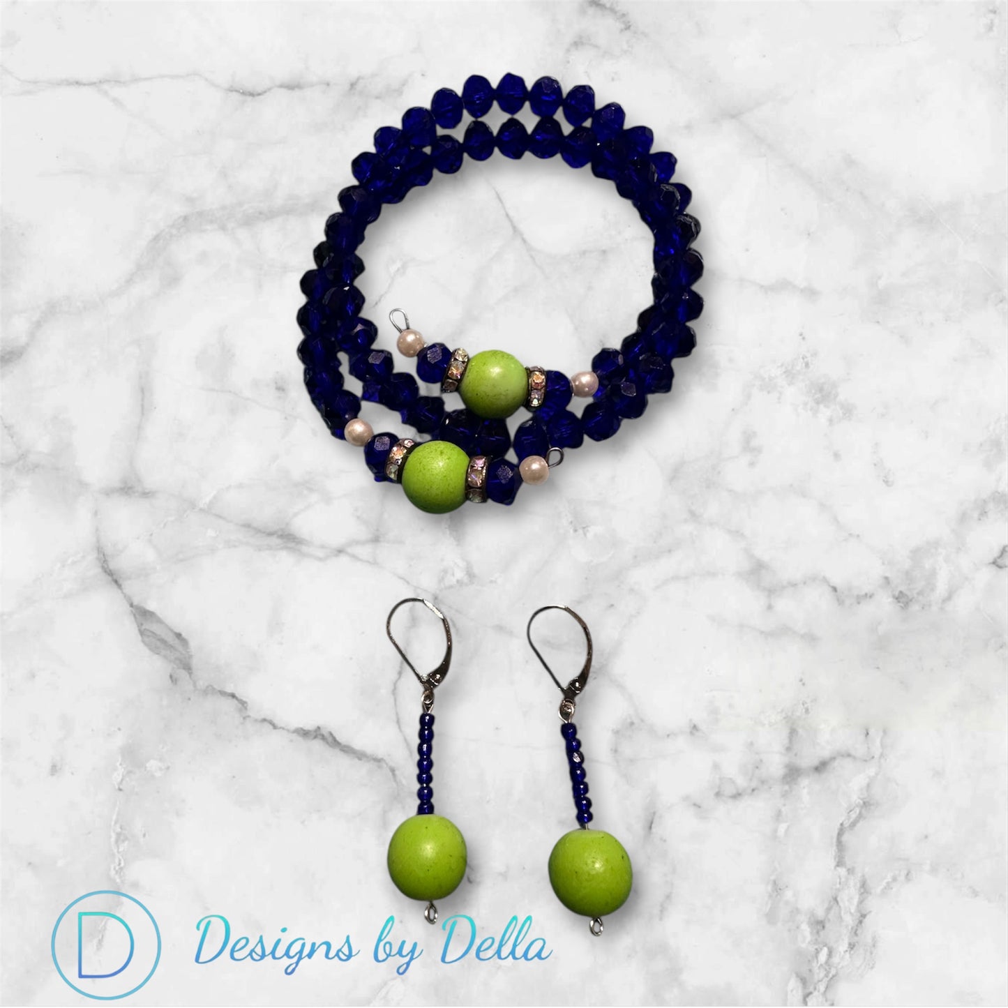 2PC CRYSTAL & PEARL BRACELET SET