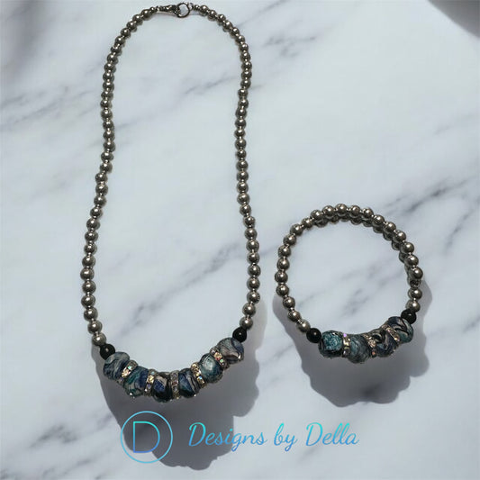 2PC SILVER BEAD NECKLESS SET