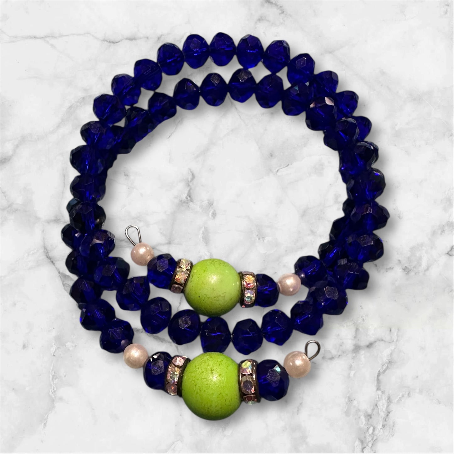 2PC CRYSTAL & PEARL BRACELET SET