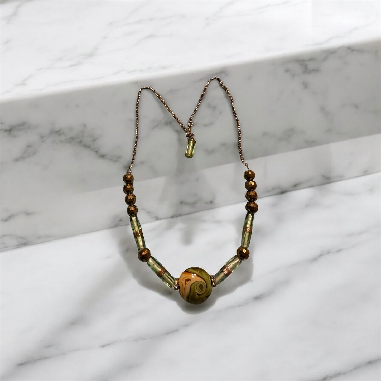 24” MARBLE & FOCUS BEAD CHAIN 2PC NECKLESS SET