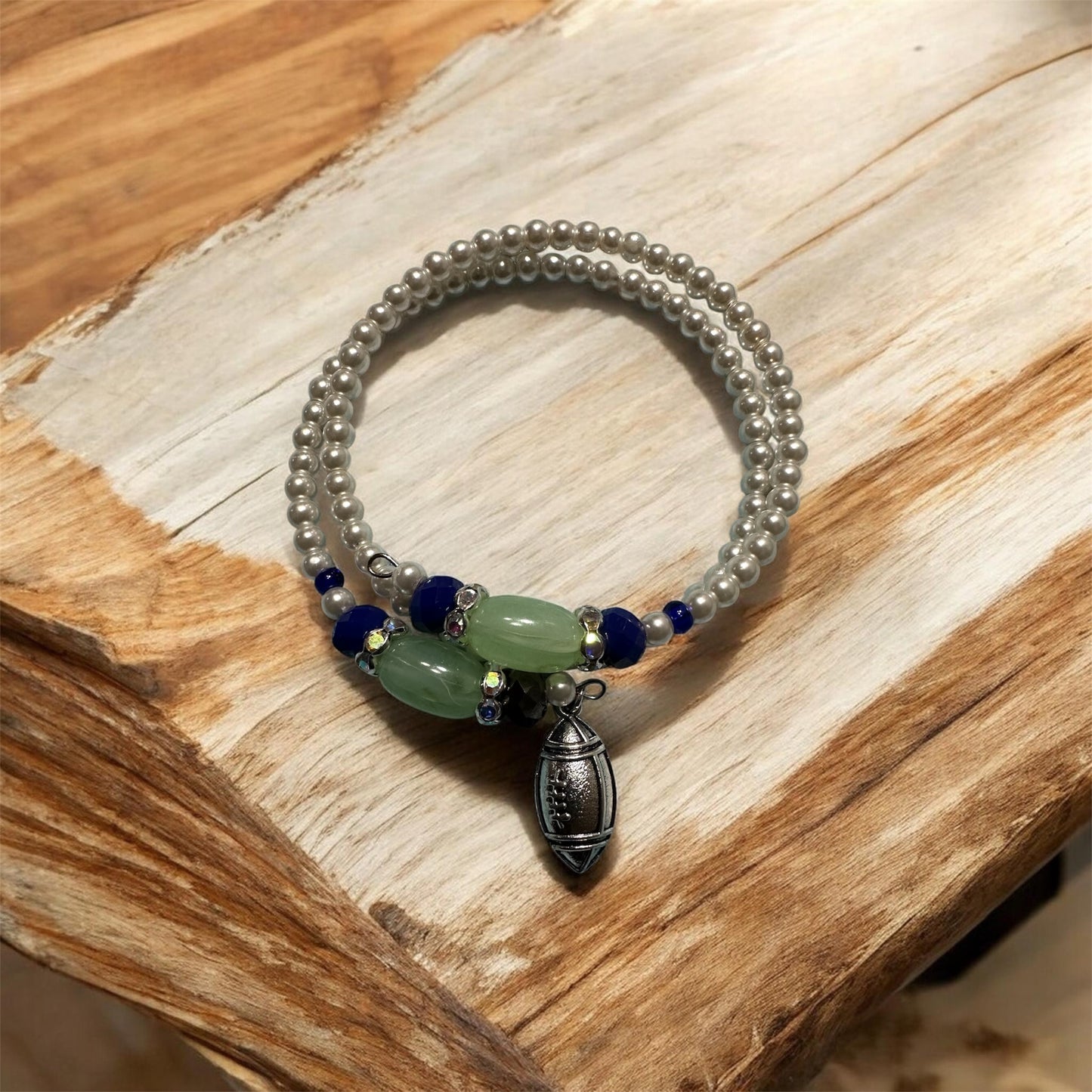 2PC GLASS PEARL BEAD BRACELET SET