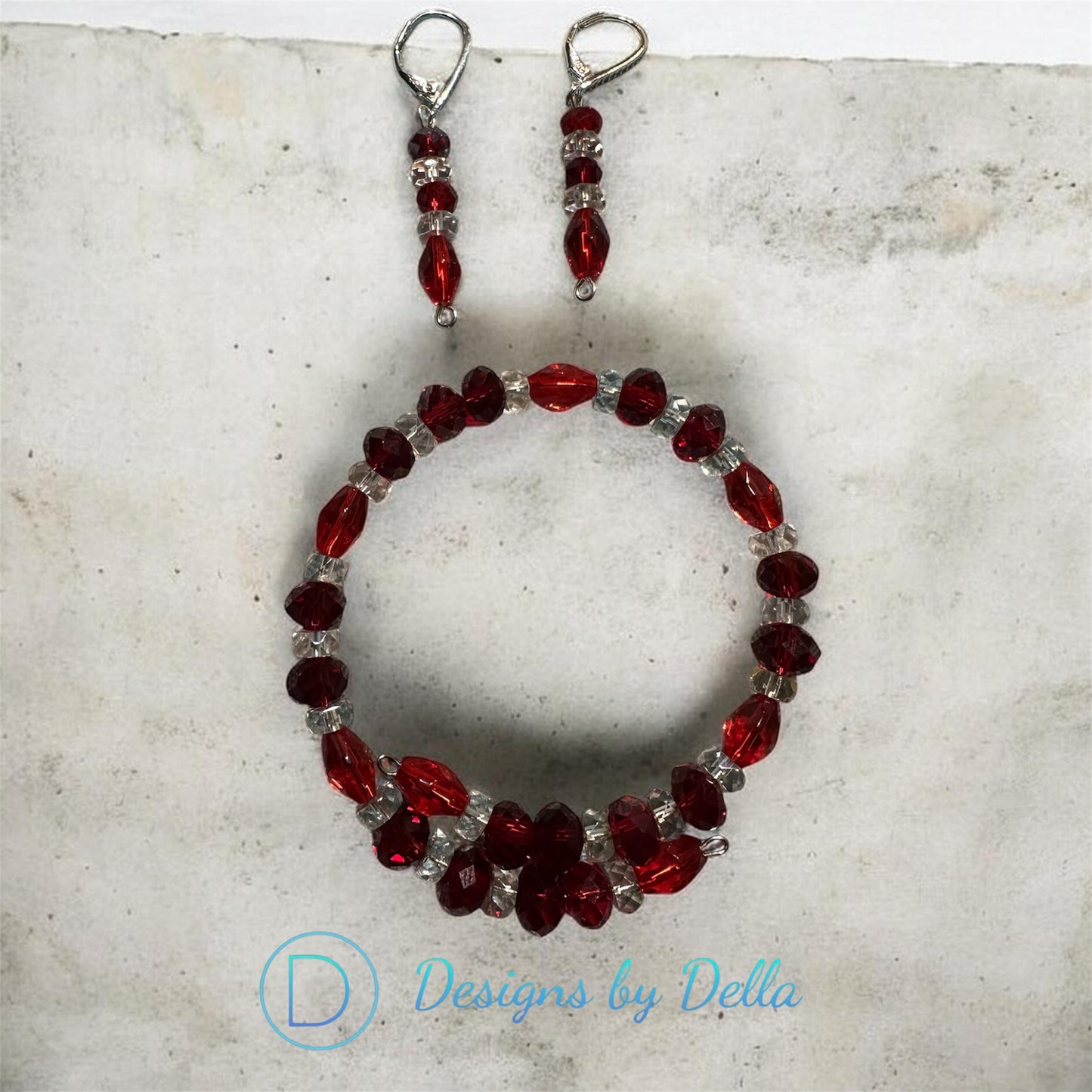 2PC RED & CLEAR CRYSTAL BEAD SET