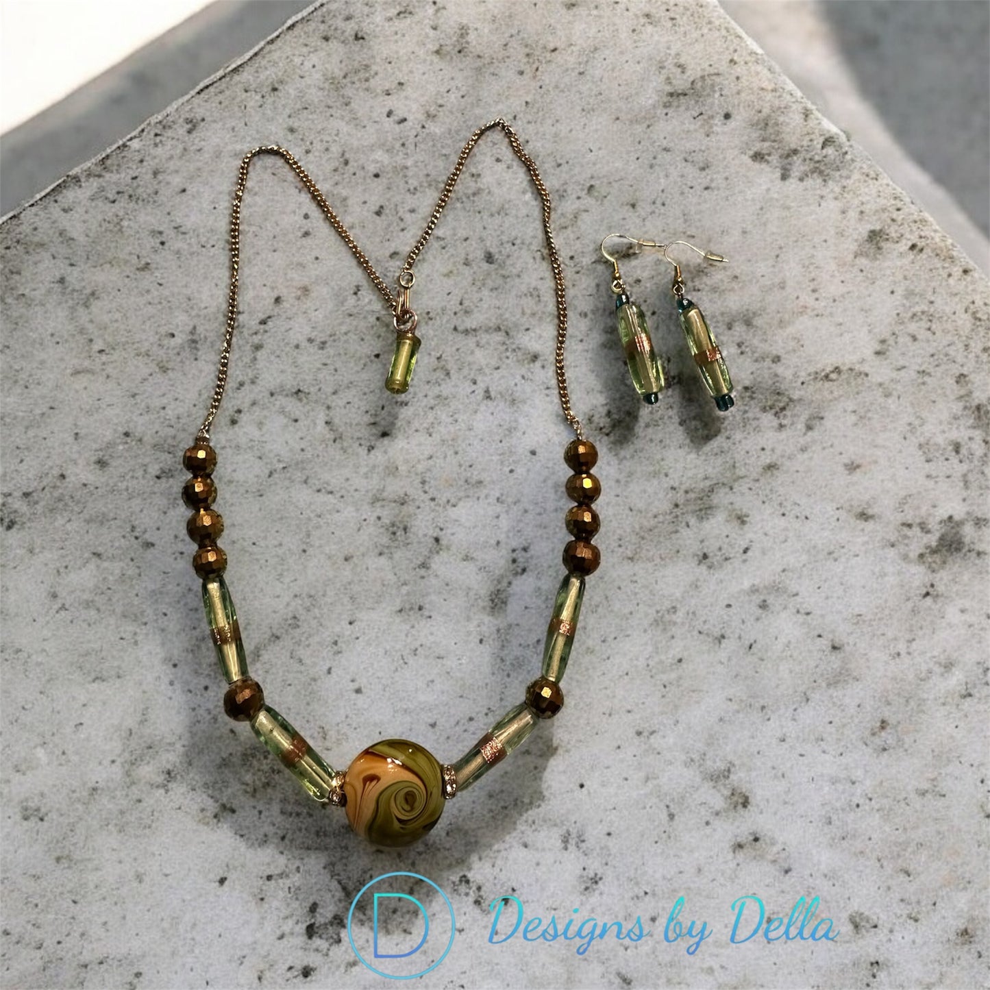 24” MARBLE & FOCUS BEAD CHAIN 2PC NECKLESS SET