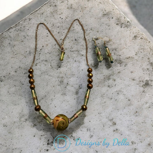 24” MARBLE & FOCUS BEAD CHAIN 2PC NECKLESS SET