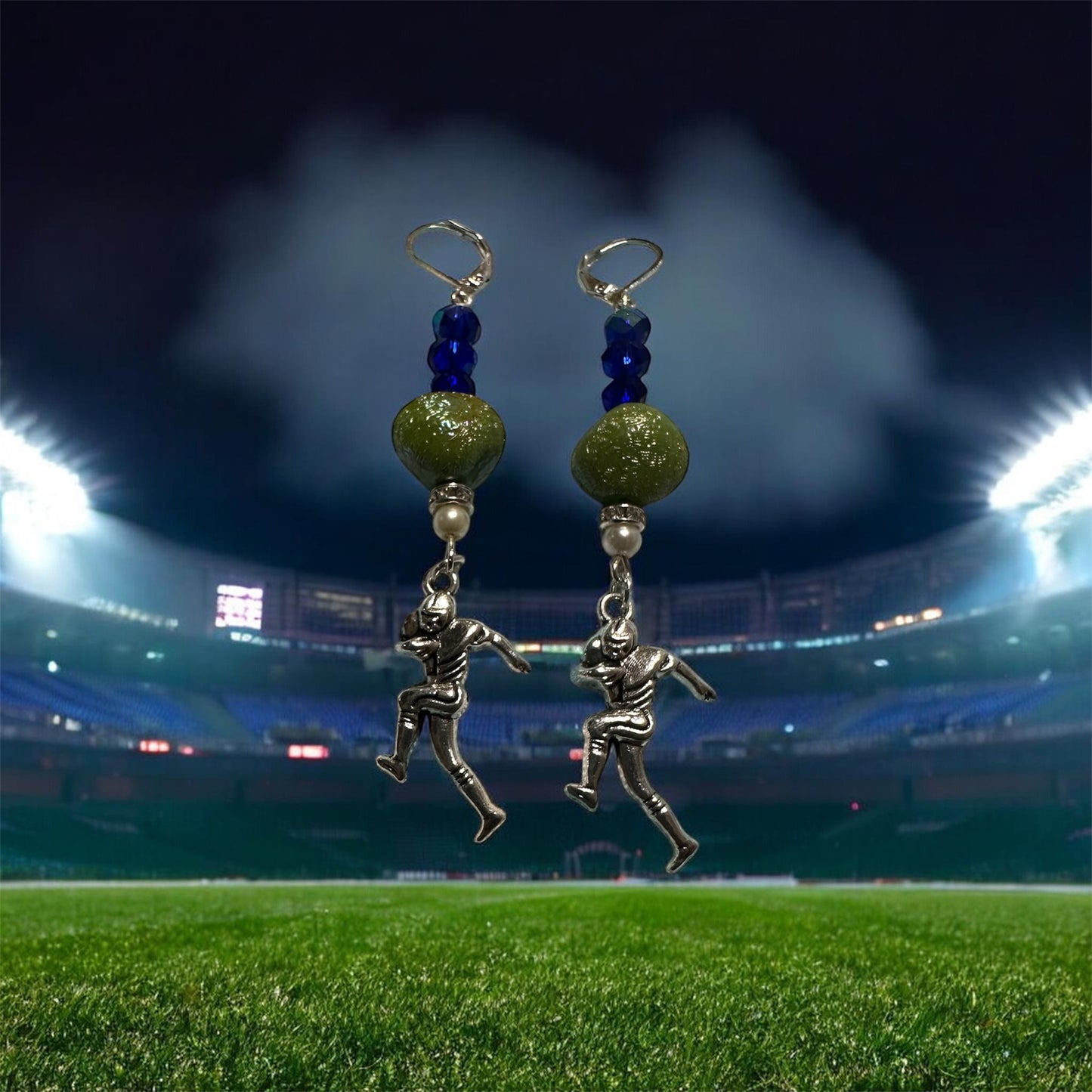 2PC GLASS BEAD FOOTBALL BRACELET SET