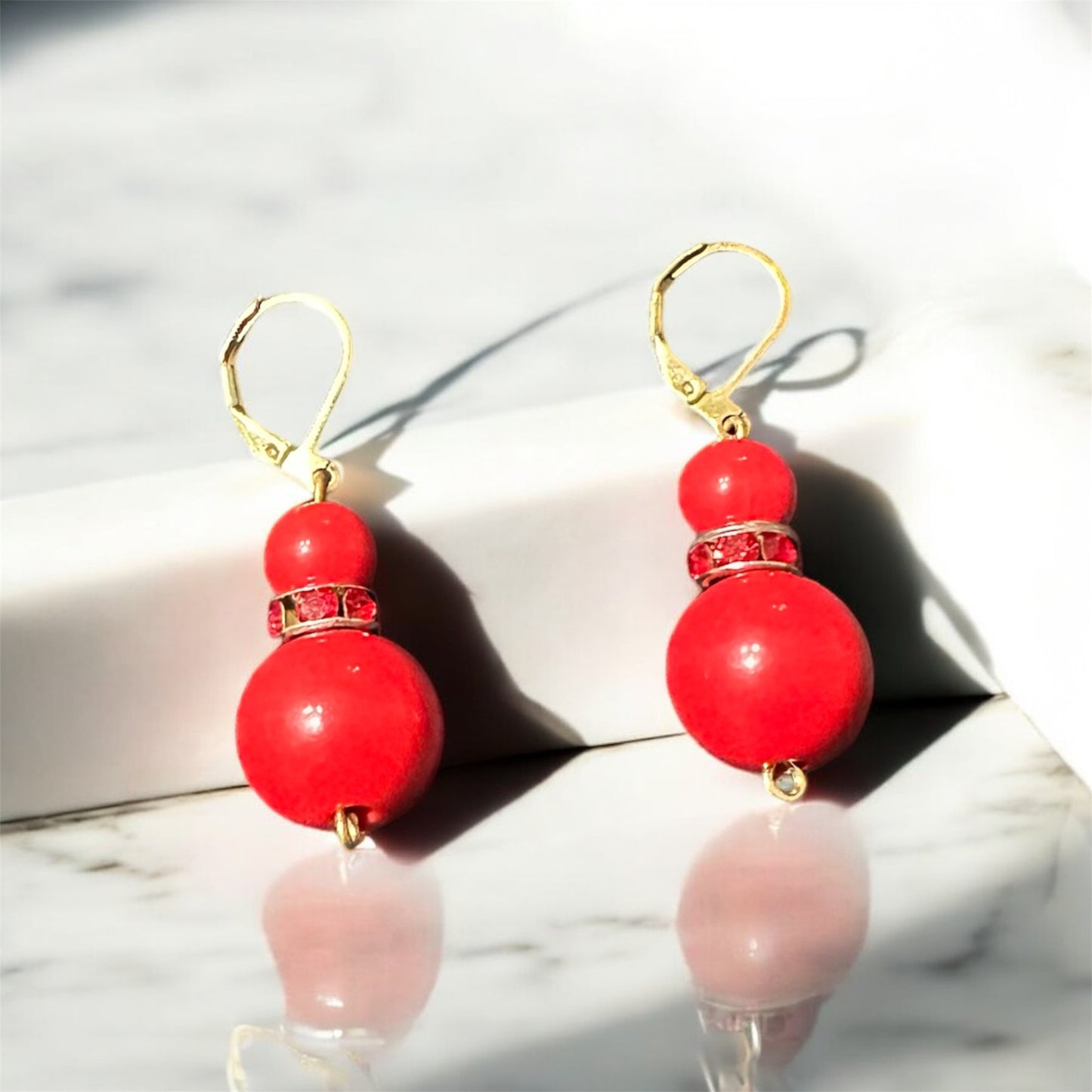 RED BEADED NECKLESS SET