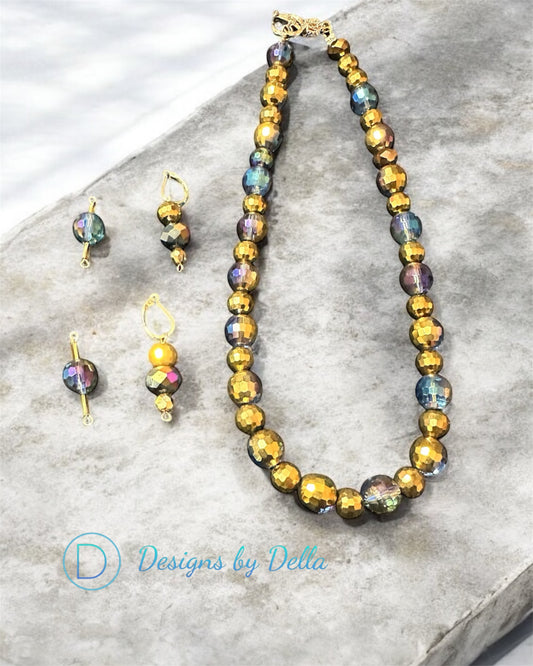 CRYSTAL BEAD NECKLESS SET