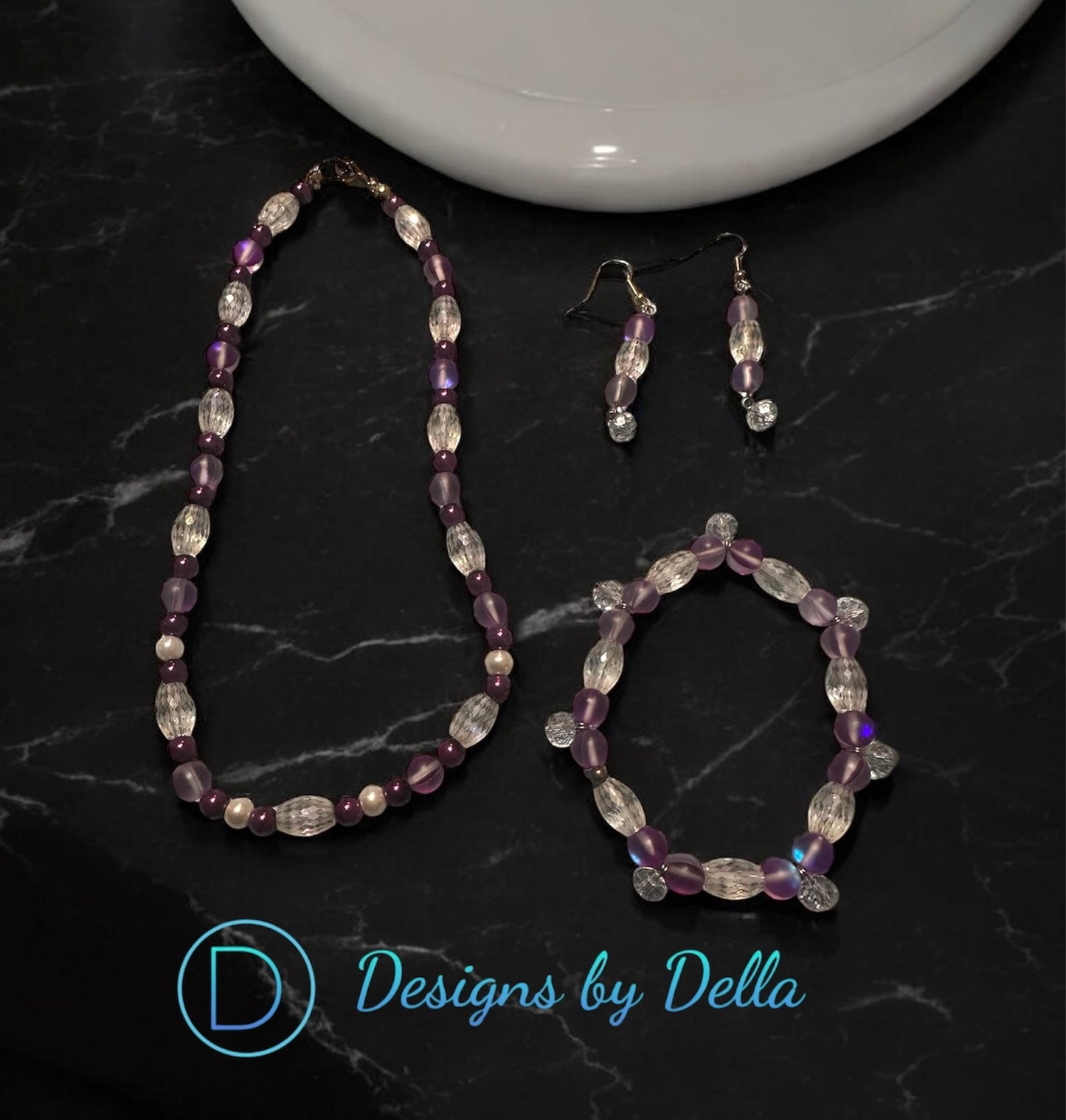 3PC GLASS NECKLACE SET