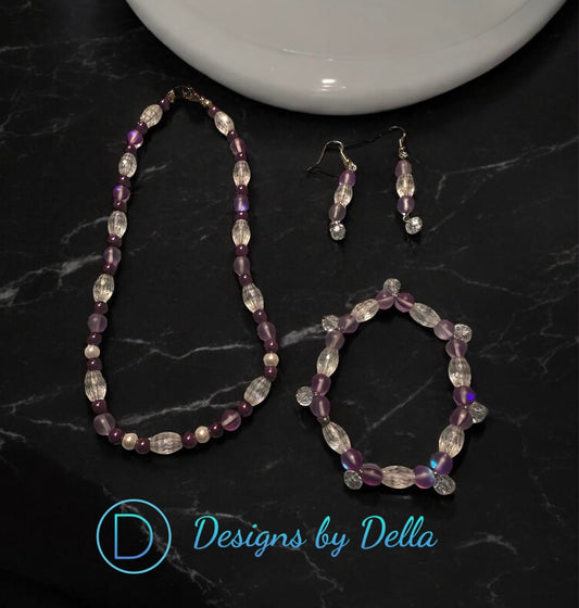 3PC GLASS NECKLACE SET