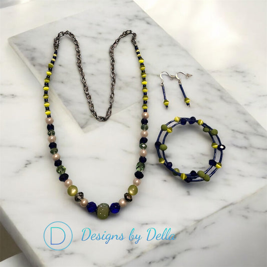 22” CAT EYE BEAD 3PC NECKLACE SET