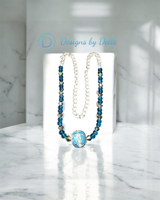 GLASS BEAD AND CHAIN NECKLACE