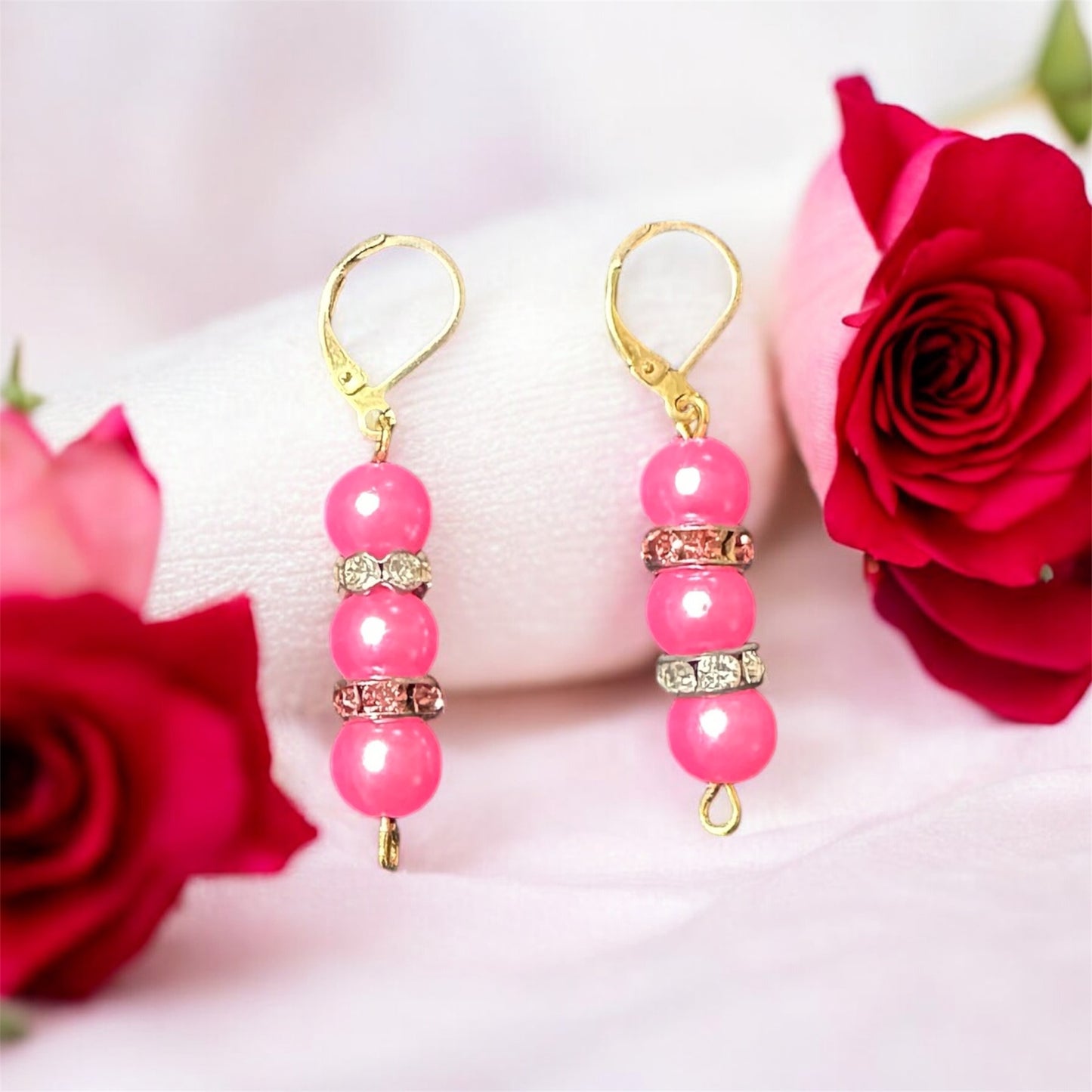 PINK GLASS PEARL NECKLESS SET